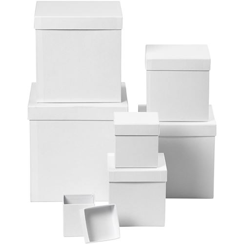 Creotime boîtes Carton carré 7,5-23 cm blanc 7 pièces