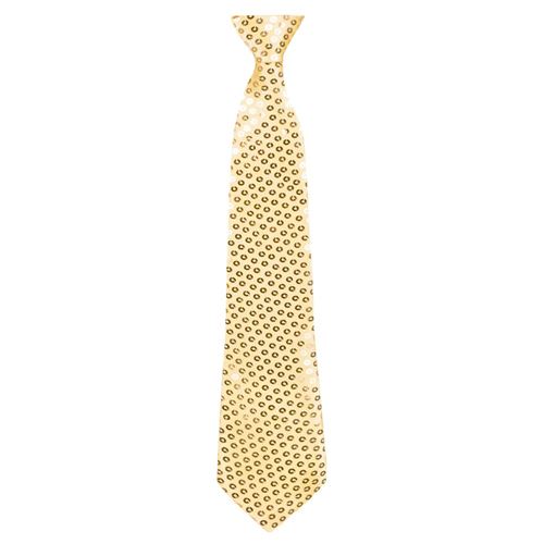 cravate dorée paillettes 40 cm adulte