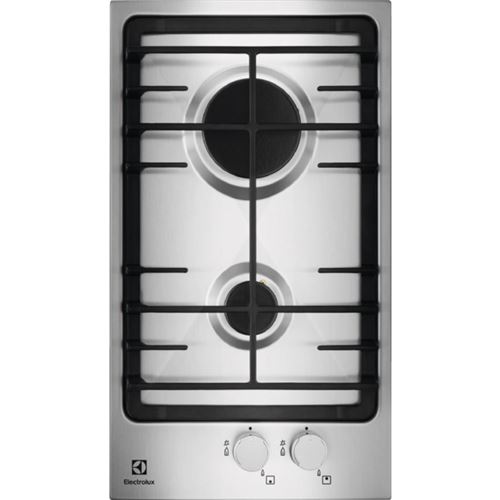 Electrolux EGG3322NVX - Table de cuisson au gaz - 2 plaques de cuisson - Niche - largeur : 27 cm - profondeur : 49 cm - argent - acier inoxydable