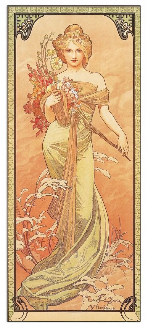 MUCHA - Printemps,1900 (Panneaux MDF 19x43 cm)