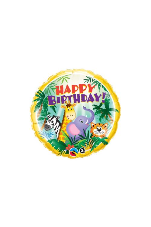 Ballon Aluminium happy Birthday Animaux De La Jungle 45cm 18 Qualatex© - Multicolores