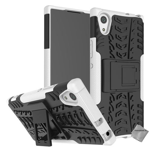 Housse etui coque rigide anti choc pour Sony Xperia XA1 Plus avec verre trempe - BLANC