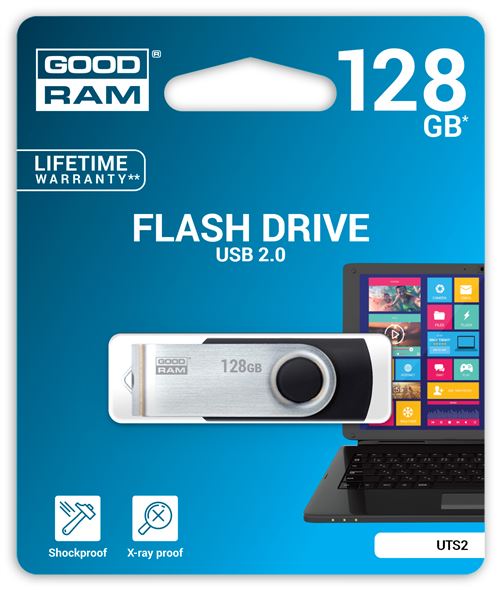 Goodram Uts2 128gb Usb 2.0 Pendrive Argent&eacute;