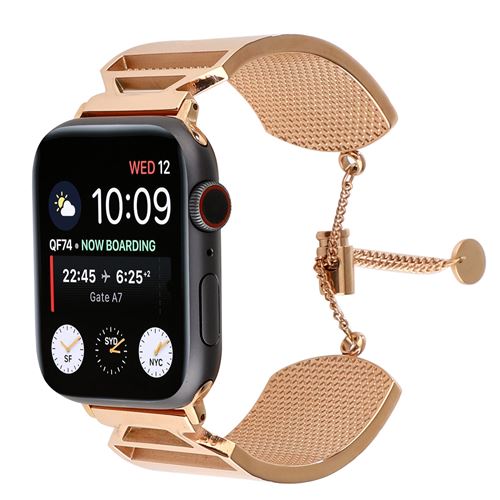  Bracelet de montre en acier inoxydable ajustable pour Apple Watch Series 6/ SE/ 5/ 4 40mm - Or rose(Taille L) 