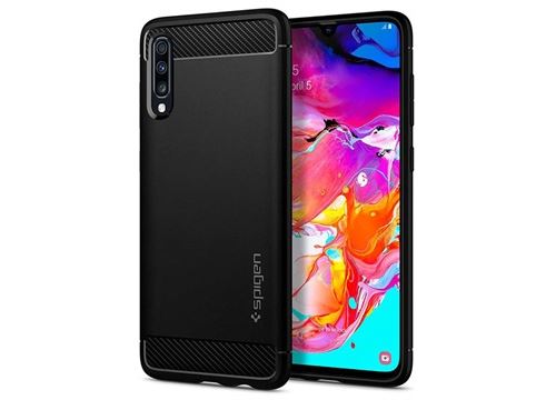 Spigen Rugged Armor - Coque de protection pour téléphone portable - polyuréthanne thermoplastique (TPU) - noir - pour Samsung Galaxy A70