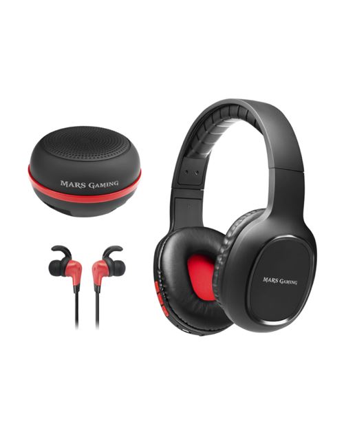 mars casque/ecouteurs micro 3en1 bluetooth mars gaming (noir/rouge) noir
