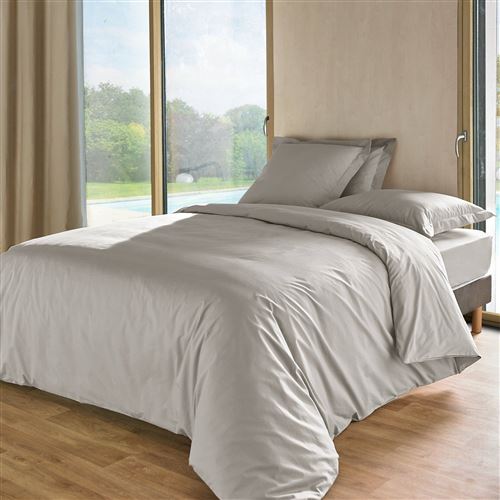 Taie de traversin percale Royal ESSIX HOME - Gris Perle - 43 x 190 cm