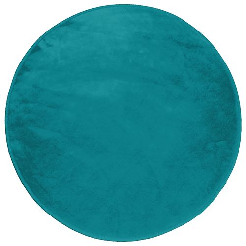 Tapis rond (0) 90 cm velours uni louna Bleu lagon
