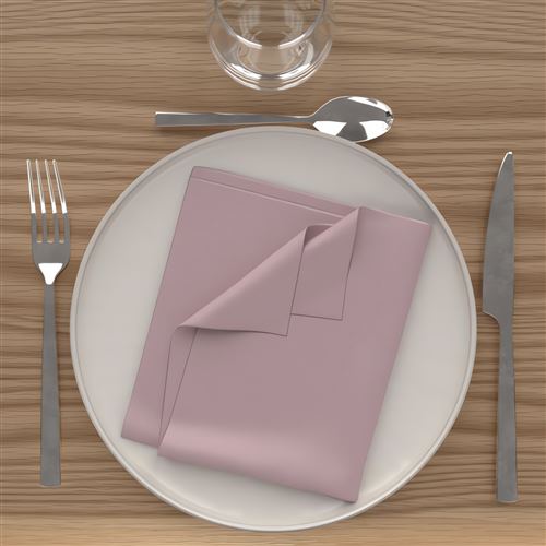 Lot de 3 serviettes de table 40 x 40 cm - ALIX - Polyester - Rose