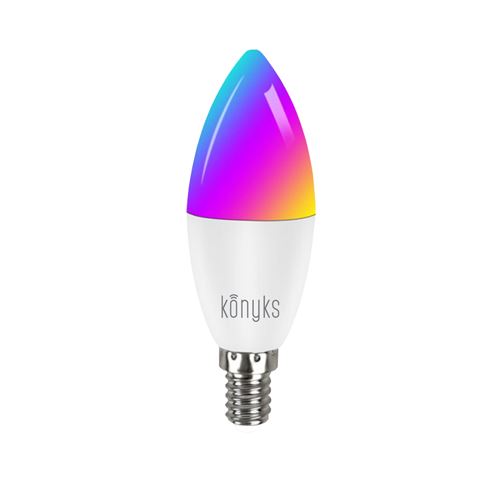 Ampoule connectée Wi-Fi + Buetooth Konyks Antalya E14 Max Easy, RGB + Blanc réglable, automatisations, compatible Alexa et Google Home
