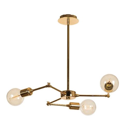 HOMEMANIA Lustre Labirint - Lampe à Suspension - de Plafond, Murale - Or en Métal, 50 x 50 x 43 cm, 3 x E27, Max 60 W