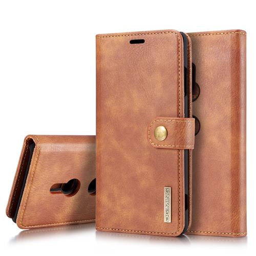 Etui en PU détachable 2-en-1 divisible marron pour votre Sony Xperia XZ3