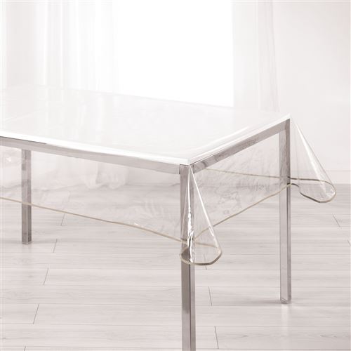 Nappe cristal rectangle 140 x 240 cm pvc uni 15/100e garden/biais Taupe