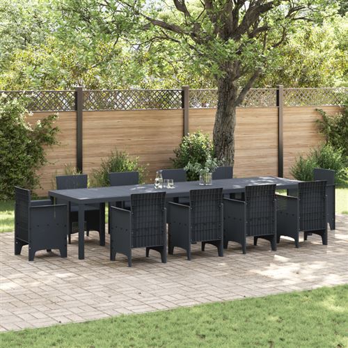 Non Communiqué Table De Jardin Anthracite 350X100x73 Cm En Poly Rotin, Table De Jardin Anthracite 200X100x73 Cm En Poly Rotin, Table De Jardin