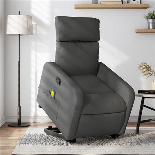 vidaXL Fauteuil de massage, relaxation tissu gris foncé