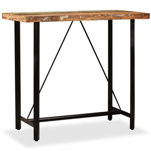Non Communiqué Multicolore Table De Bar Bois Massif De Récupération 120X60x107 Cm