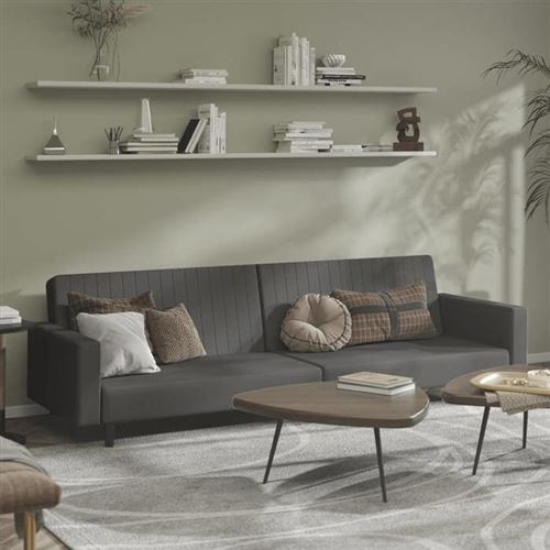 VIDAXL - Canapé-lit 2 places - Velours - Gris - Image 2
