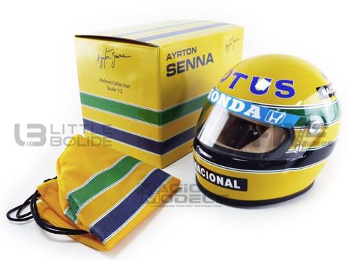 Voiture Miniature de Collection MINI HELMET 1-2 - CASQUE Ayrton Senna - Lotus - 1987 - Yellow / Green / Blue - AS-HS-1987