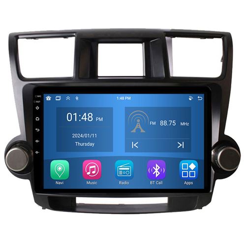 Autoradio RoverOne® Bluetooth CarPlay Android Auto Navigation 4Go RAM 64Go ROM pour Toyota Highlander 2 XU40 2007-2013