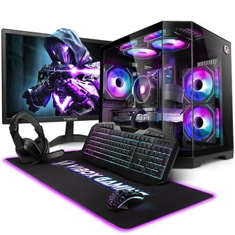 PC Gamer Complet VIBOX - AMD Ryzen 5 5500, RTX 5060 8 Go, 16 Go RAM, 1 To SSD, Écran 23" - Blanc - 4