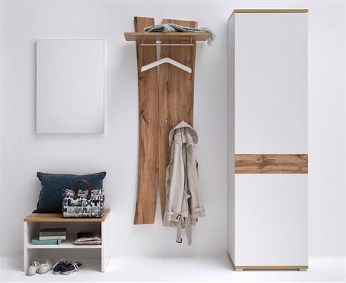 Ensemble de vestiaire 4 éléments coloris blanc et chêne wotan