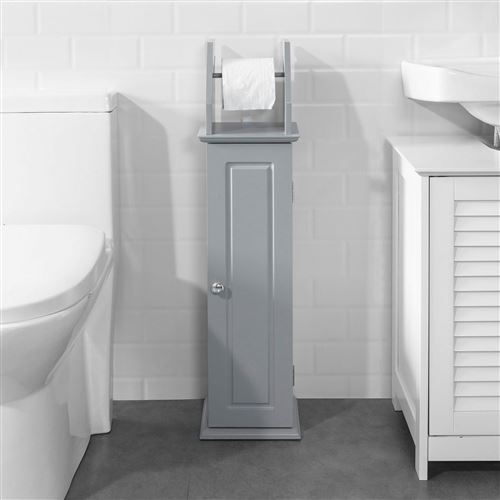 SoBuy® BZR53-HG Support Papier Toilette Armoire Toilettes Porte Brosse WC