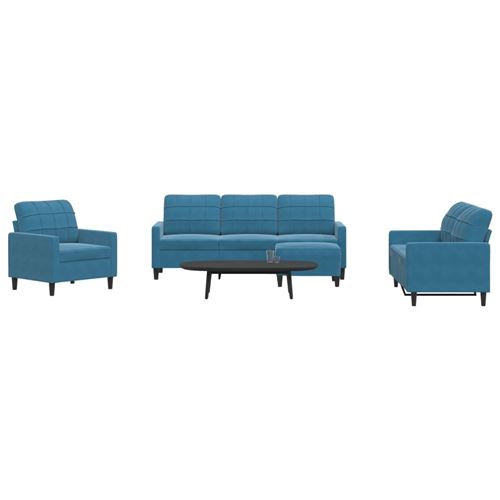 Non Communiqué Bleu Vidaxl 4-Delige Loungeset Met Kussens Fluweel Blauw3278370