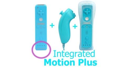 Qumox manette wii motion plus compatible + nunchuck bleu pour wii u wii mini