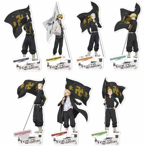 Set de 7 pièces Support de Figurine en acrylique Tokyo Revengers Noir/Blanc 15cm 01