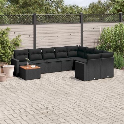 Non Communiqué Noir Salon De Jardin Modulable Vidaxl 10 Pieces 9 Personnes 62 X 62 X 69 Cm Resine Tressee