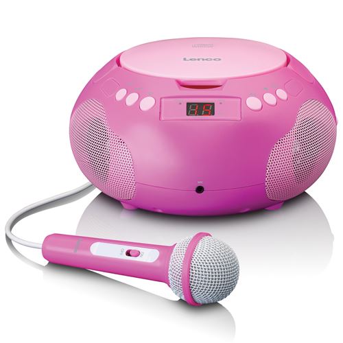 Chaine HiFi Lenco Mini chaîne HIFI radio lecteur CD portable avec MIC rose