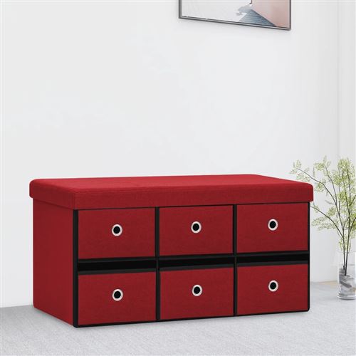 Non Communiqué Rouge Vidaxl Banc De Rangement Pliable Bordeaux 76X38x38 Cm Faux Lin338816