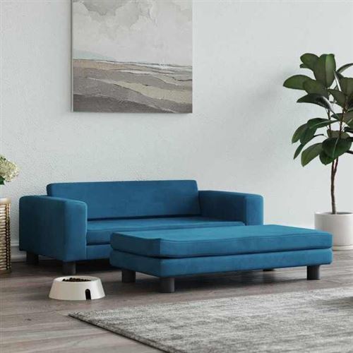 Lit pour chien avec extension bleu 100x50x30 cm velours Vidaxl