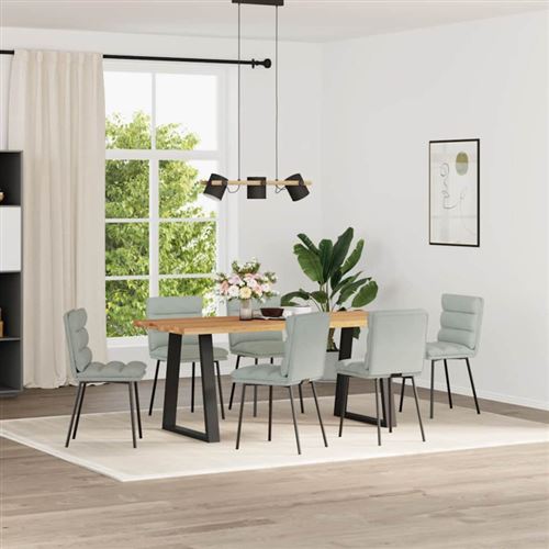 Vidaxl Gris/Clair Chaises À Manger Lot De 6 Velours - Image 3