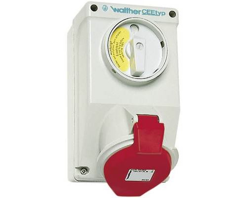 Walther Werke AT130 CEE Wall Socket 32A 5P 400V with 4-Pin Off Switch