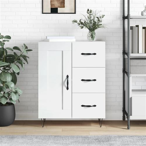 Vidaxl Blanc Buffet Brillant 90 Cm - Bois D'ingénierie - Image 3