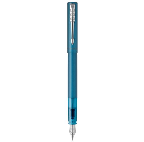 Non Communiqué Bleu Turquoise Parker Vector Xl Stylo Plume, Laque Turquoise Métallisée Sur Laiton, Plume Moyenne, Encre Bleue, Coffret Cadeau