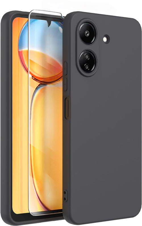 Coque Pour Xiaomi Redmi 13C / Poco C65 Silicone Noir + Verre Trempe Little Boutik©