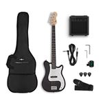 VISIONSTRING Kit Guitare Basse 4 Cordes - Pack Basse Electrique Complet avec Ampli 10W et Accessoires pour Débutants - Noir