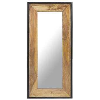 vidaXL Miroir Mural Miroir de Maquillage Miroir de Couloir Décoratif Décoration Salon Maison Intérieur 110x50 cm Bois de Manguier Massif 321631 - 1