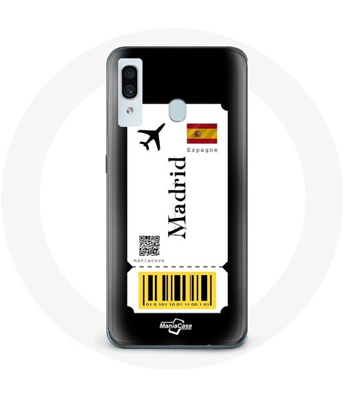 Coque pour Samsung Galaxy A20 Billet d'avion Madrid Espagne Maniacase