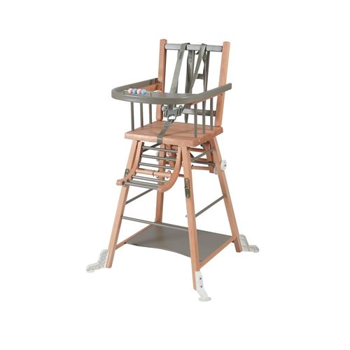 Combelle - Chaise haute bébé transformable en bois Marcel - bicolore gris