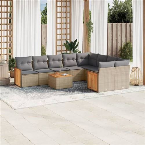 Vidaxl Beige Salon De Jardin - Résine Tressée - Image 2