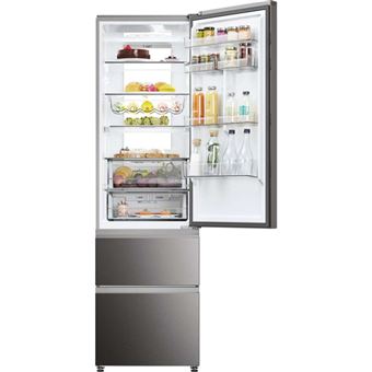 Refrigerateur congelateur bas HTW7620CNMP Haier ventile (no frost) congélateur en bas 414 L