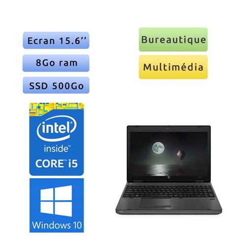 PC Portable HP Windows 10 - i5 8Gb 500Gb SSD 15.6 - Ordinateur Noir
