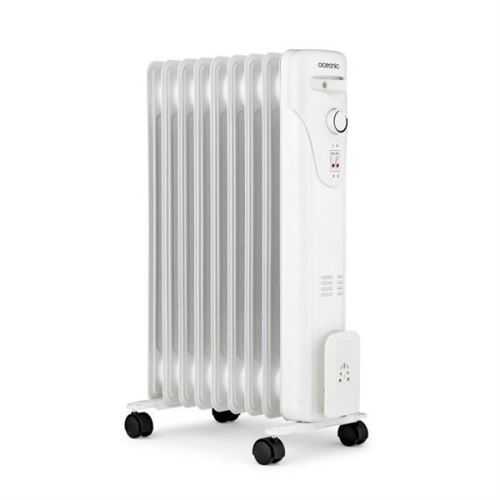 Oceanic - Radiateur bain d'huile &eacute;lectrique - 2000 Watts 3 puissances - 9 &eacute;l&eacute;ments - Mobile - Blanc