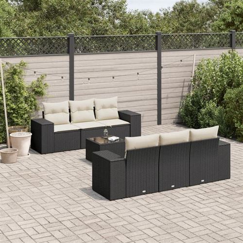 Vidaxl - Set Divani Da Giardino Con Cuscini 7pz Nero Polyrattan
