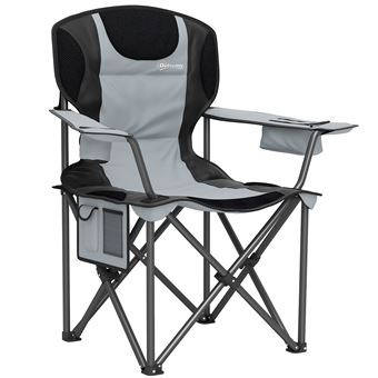 Chaise De Camping Pliante Tectake – Noire, Avec Housse De Transport