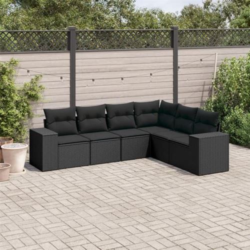 VIDAXL  Salon De Jardin 6 Pcs Avec Coussins Noir R&eacute;sine Tress&eacute;e