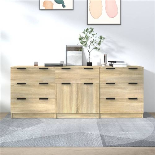 Non Communiqué Chêne Sonoma Buffets 3 Pcs Bois D Ingénierie